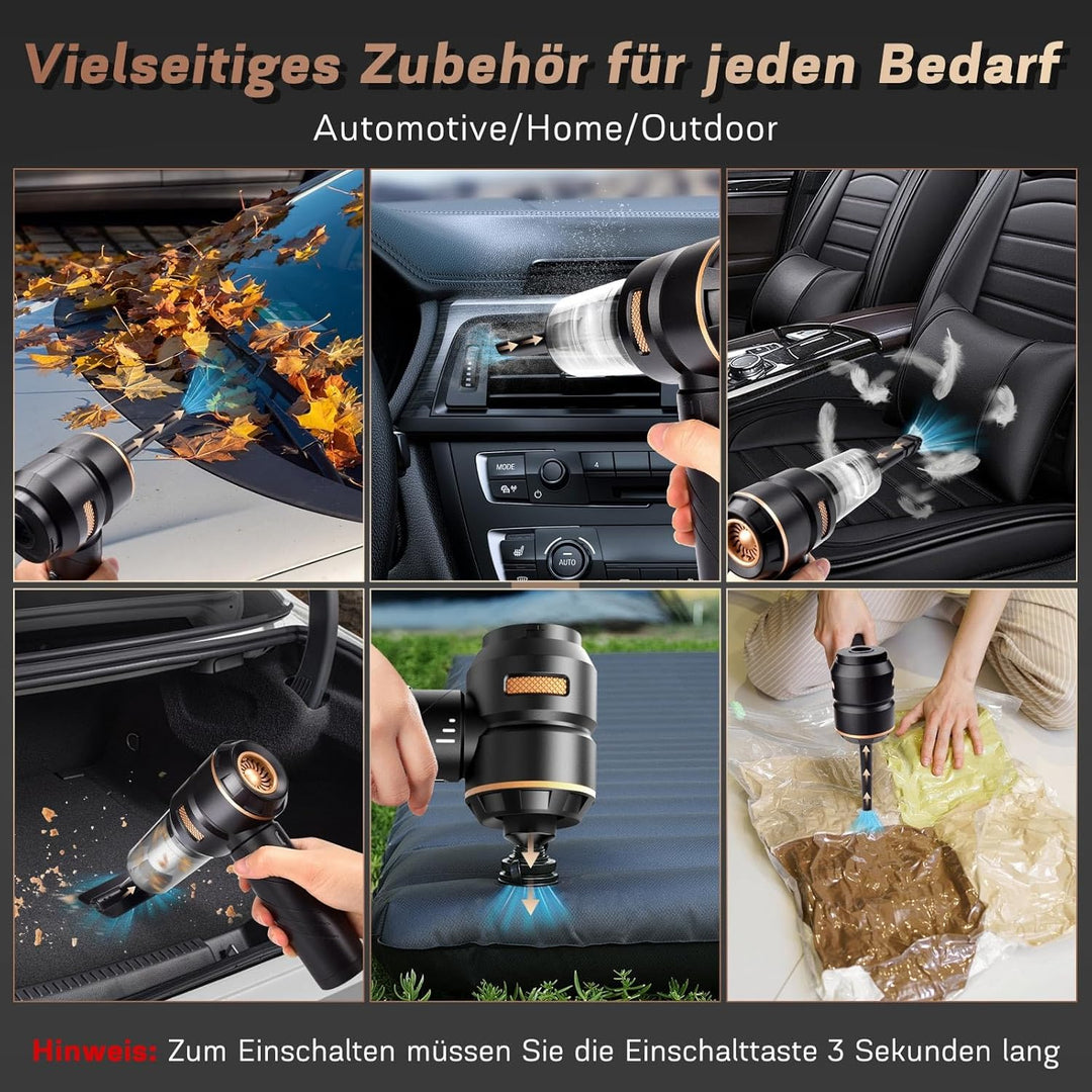 4-in-1 Handstaubsauger Akku,22000Pa Autostaubsauger mit Bürstenloser Motor,3-Gang 180000 U/min Hands