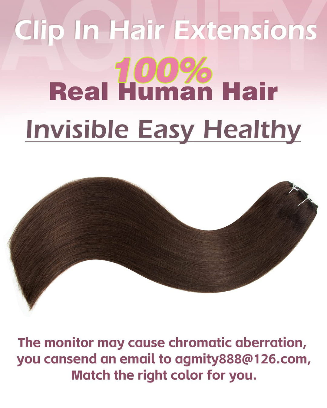 AGMITY Clip in Extensions Echthaar 40cm Dunkel Braun 120 Gramm 7 Stück Unsichtbar Gerade Glatt Nahtl