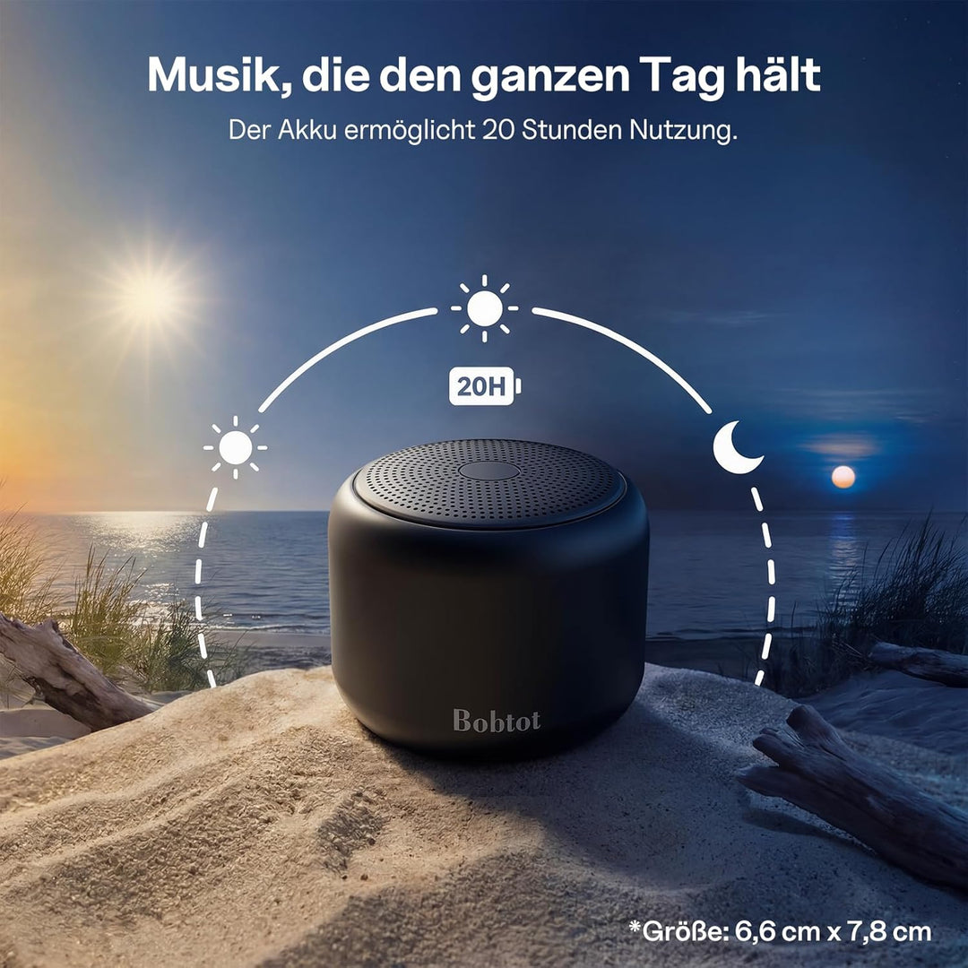 Bobtot Tragbarer Bluetooth-Lautsprecher, kabelloser wasserdichter Lautsprecher mit lautem Stereo-Sou