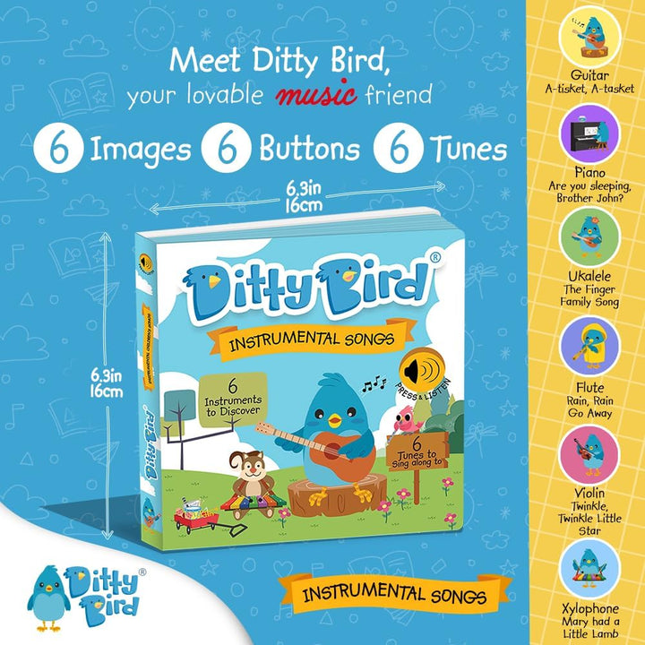 Ditty Bird Musikalische Bücher für Kleinkinder | Spass mit Instrumenten & Kinderlieder-Buch | Mitsin