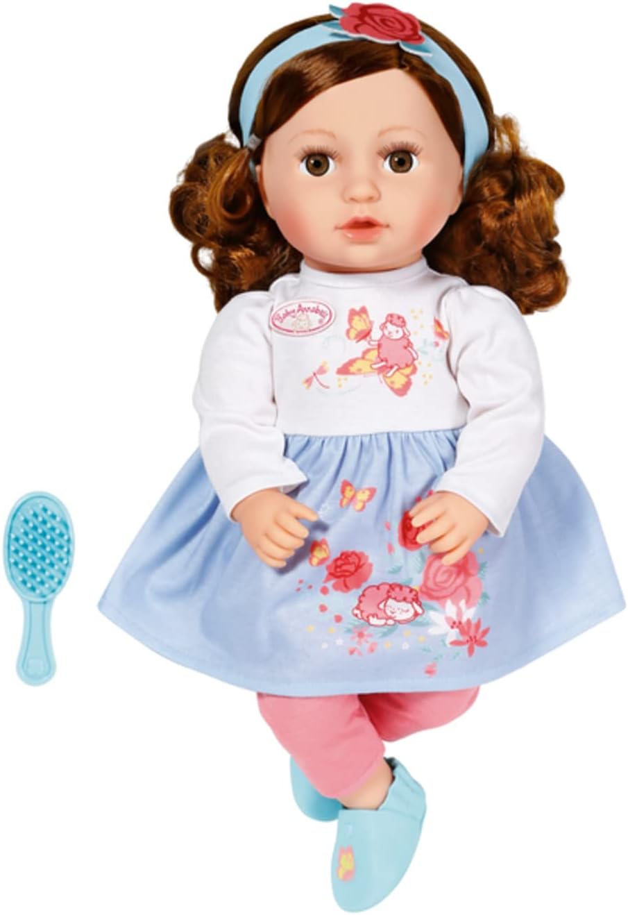 Zapf Creation 707234 Baby Annabell Sophia, brünett 43cm -weiche Stoffpuppe mit langen braunen Haaren