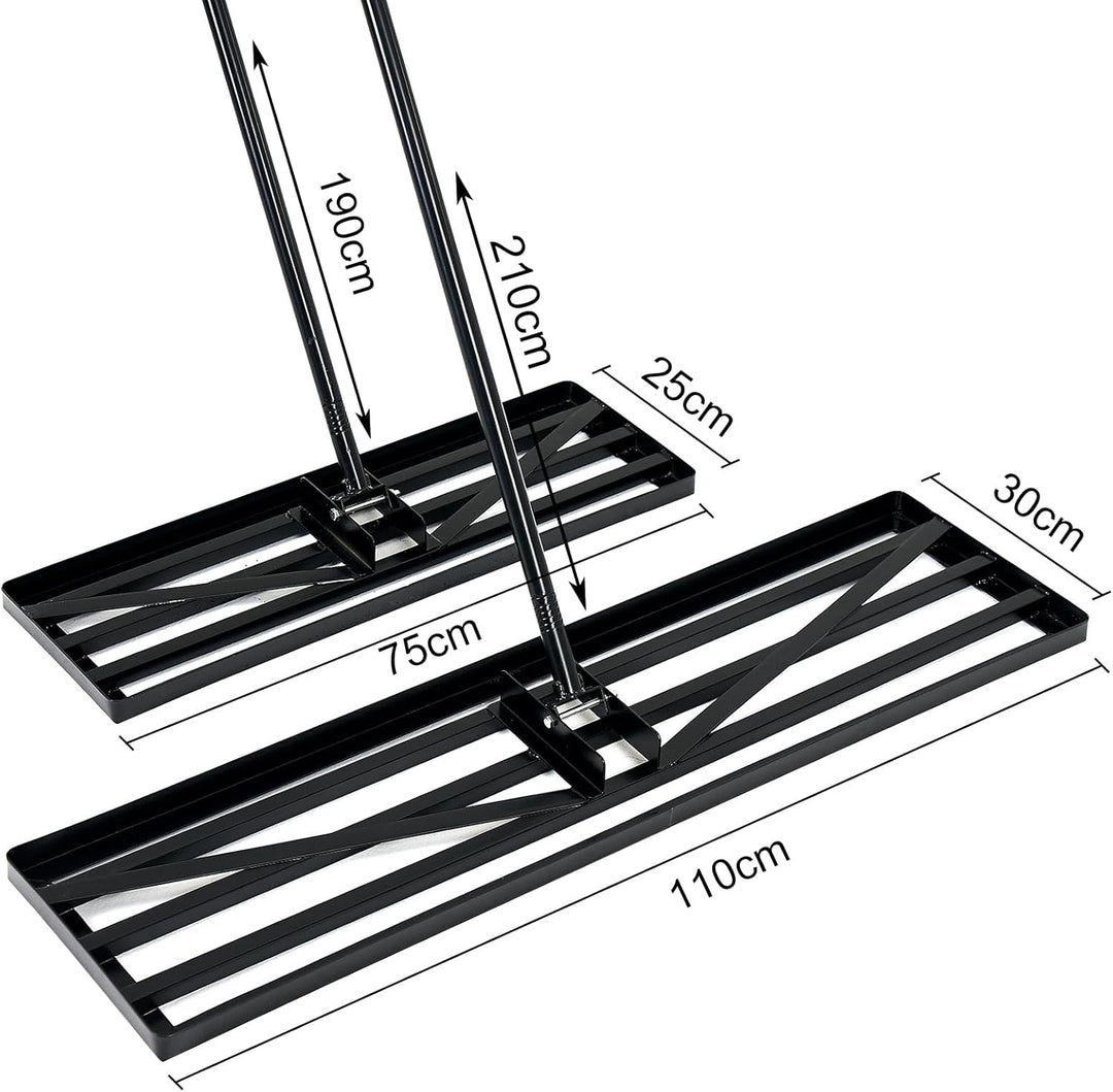 Rasen-Nivellierrechen 110x30cm Garten Lawn Leveling rake Rasen Rakel mit 210cm extra langem Stiel fu