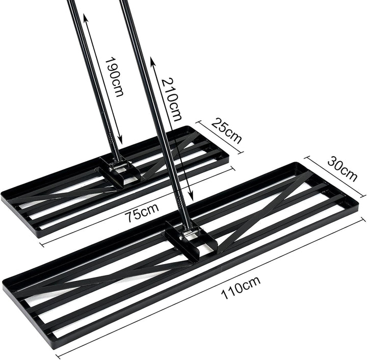 Rasen-Nivellierrechen 110x30cm Garten Lawn Leveling rake Rasen Rakel mit 210cm extra langem Stiel fu