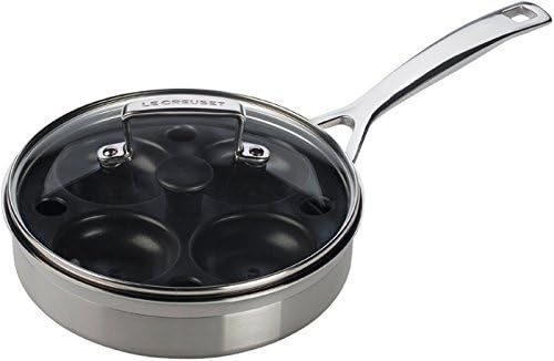 Le Creuset Unbeschichtete Sautépfanne mit Pochiereinsatz aus 3-ply Edelstahl, 20 x 5 cm, 96204220001
