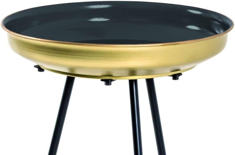 HAKU Möbel Beistelltisch 2er Set, Metall, schwarz-gold, Ø 38 x H 56 cm / Ø 38 x H 66 cm, Schwarz-gol