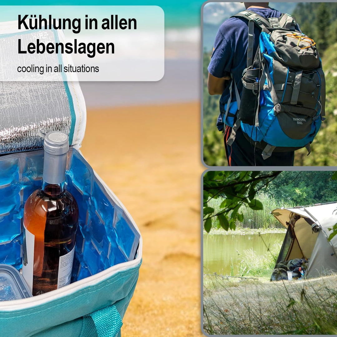 com-four® 4x Flexibles Eis-Pack - Kühlkompresse mit 25 Kühlzellen - Kühlpack für Haushalt, Camping u