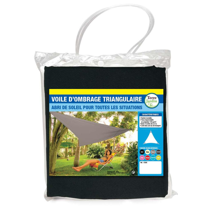 TERRE JARDIN - Sonnensegel, dreieckig, Schwarz, 5 m 5 m Schwarz