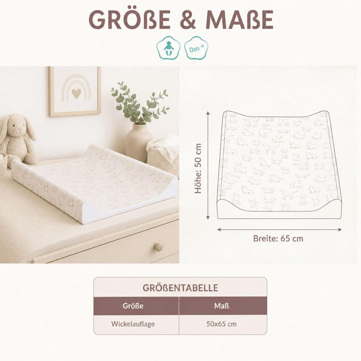 Fillikid Wickelauflage 2-Keil Exclusiv/Wickelmulde 50x65 cm/Wickelunterlage mit abwaschbarer Folienb