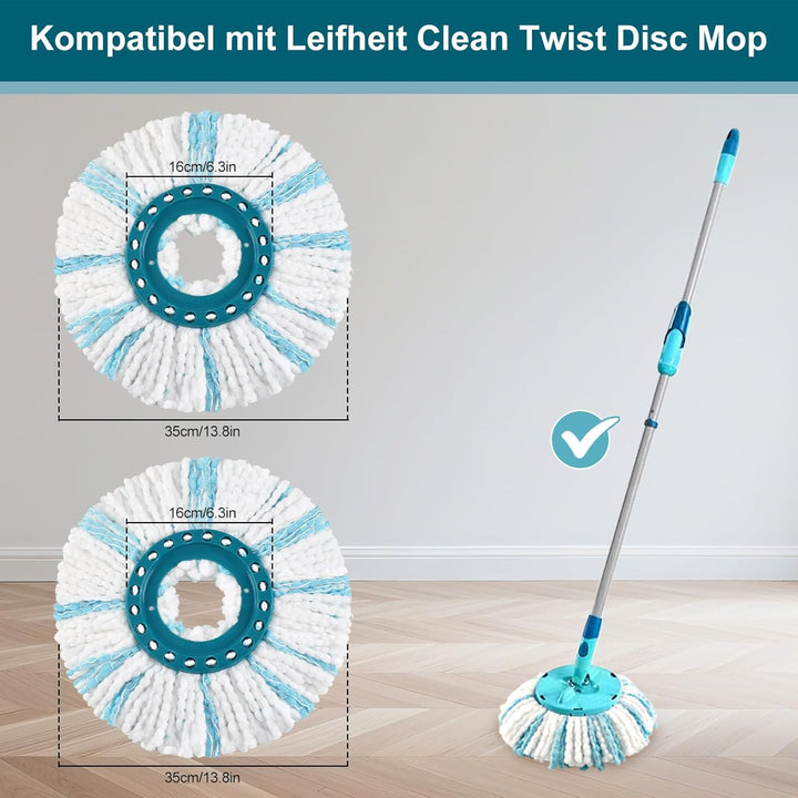 6 Stück Mop Ersatzkopf Kompatibel Mit Leifheit Clean Twist Disc Mop Systèmes,Doppelfasermop kann Eff