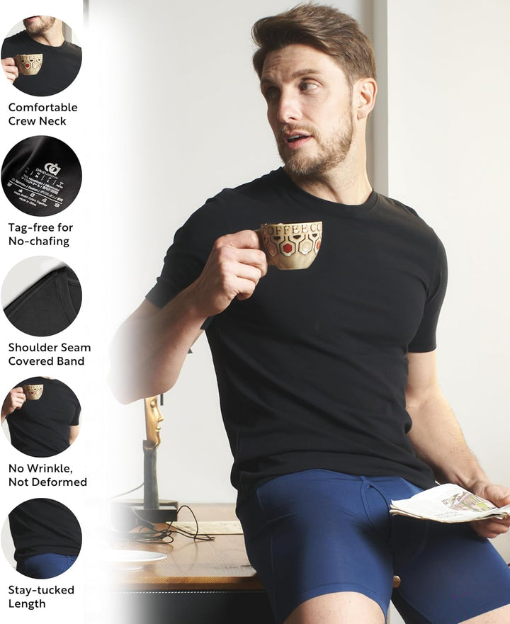 DAVID ARCHY Herren Unterhemden Business aus Micro Modal Tshirt Seidig Glatt Weich Kurzarm Atmungsakt