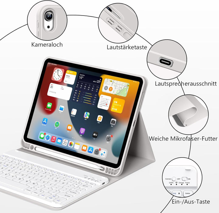 Tastatur Hülle für iPad Air 11 Zoll M3/M2 (2025/2024), iPad Air 5./4. Generation 2022/2020 10,9 Zoll
