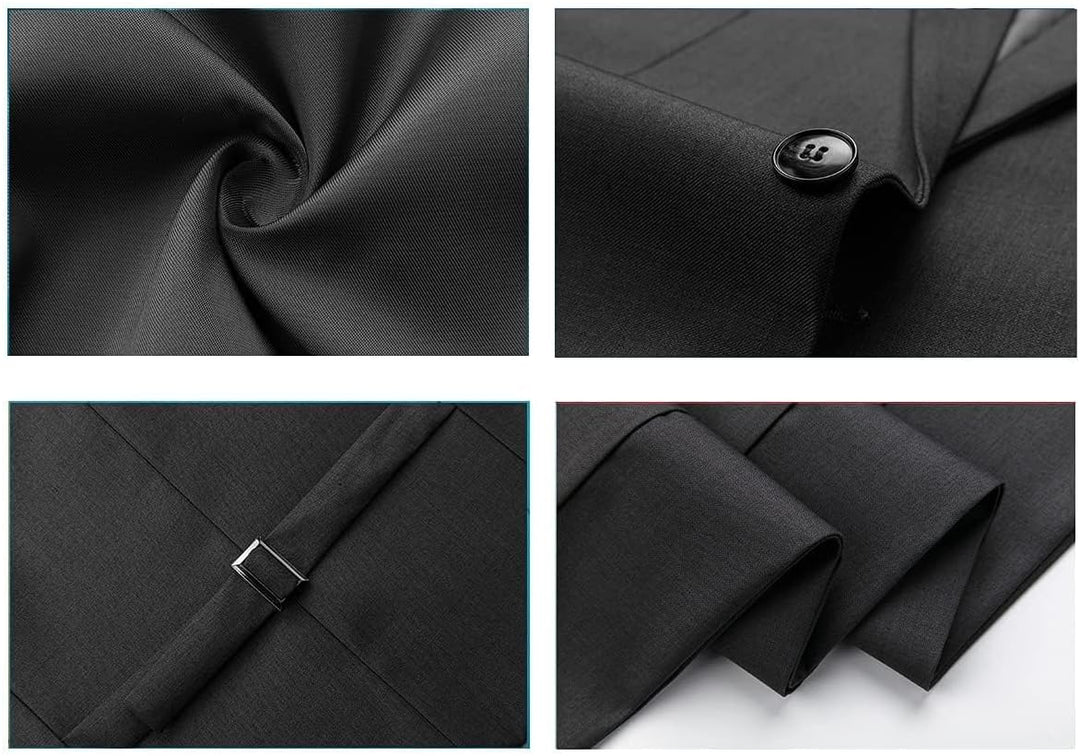 KUDORO Herren Anzüge 3-teilig Slim Fit Eine Knöpfe für Hochzeit Business Herrenanzug Sakko Weste Hos