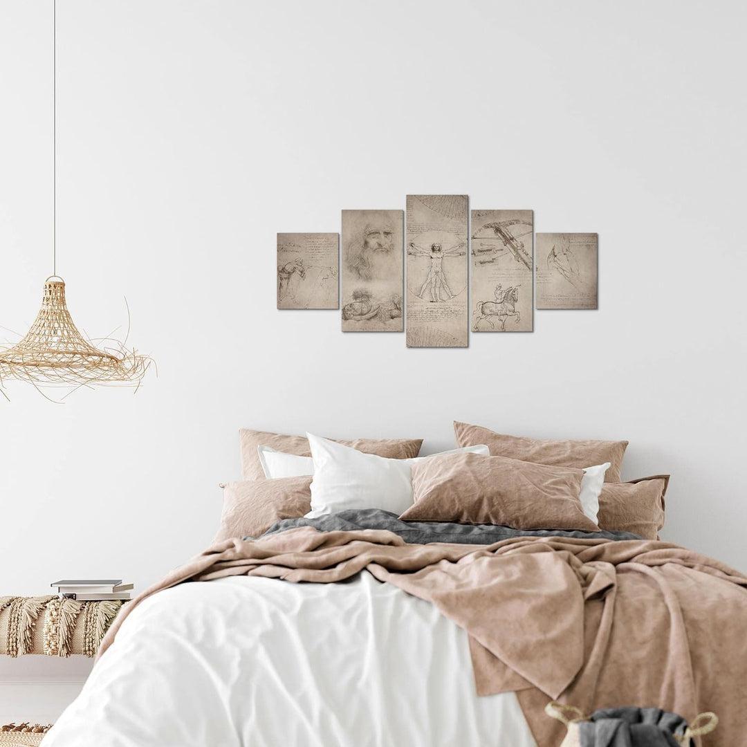 Runa Art Wandbilder Leonardo Da Vinci 5 Teilig Bild auf Vlies Leinwand Deko Wohnzimmer Schlafzimmer