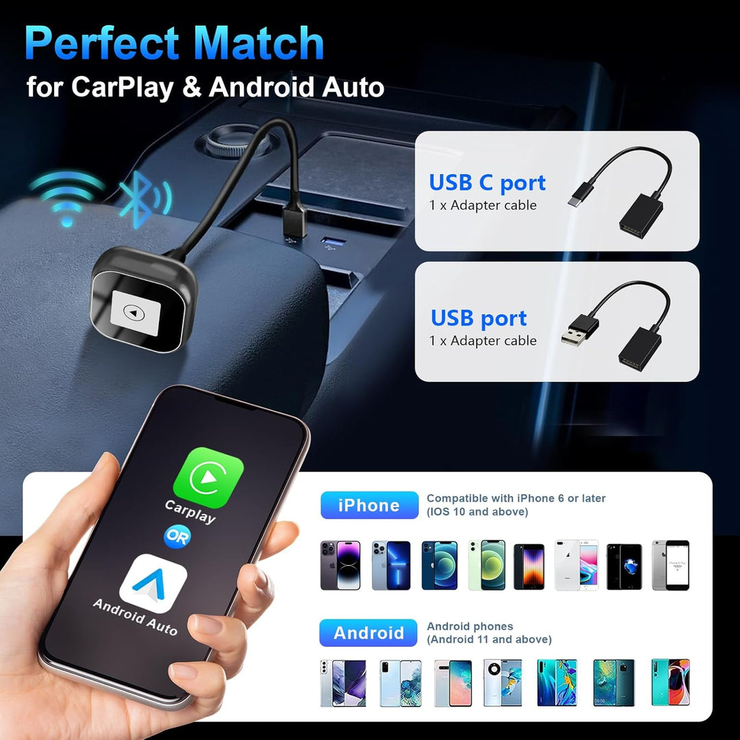 Wireless und CarPlay Adapter, Schnelles Konvertieren von Wired CarPlay, Plug and Play, Auto-Verbindu