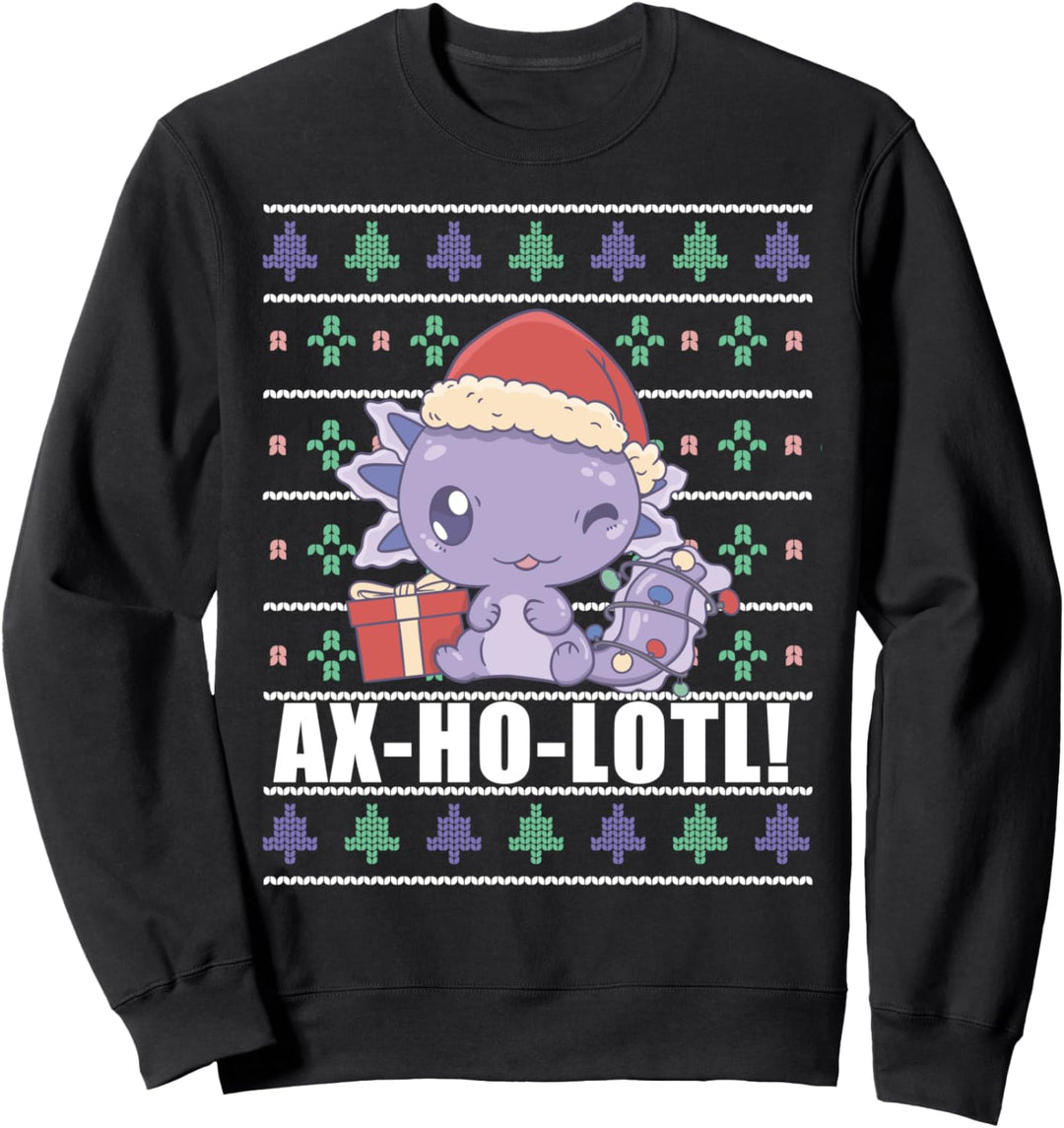 ALLES WAS ICH WILL ZU WEIHNACHTEN AX-HO-LOTL Santa Axolotl Hässliches Meme Sweatshirt