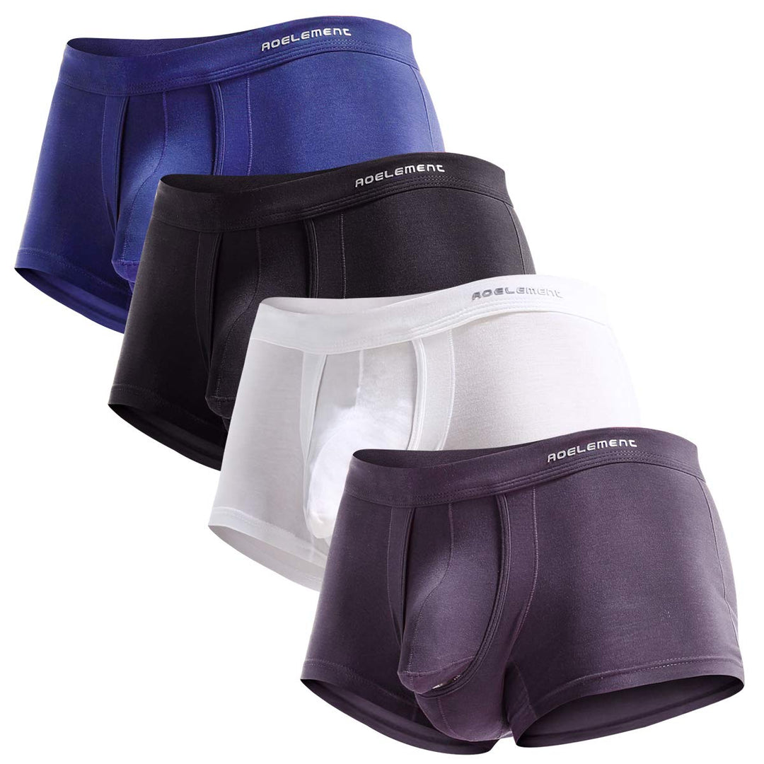 Ouruikia Herren Unterwäsche Modal Boxershorts Leichte Turnks Tagless Unterhose mit separater Tasche