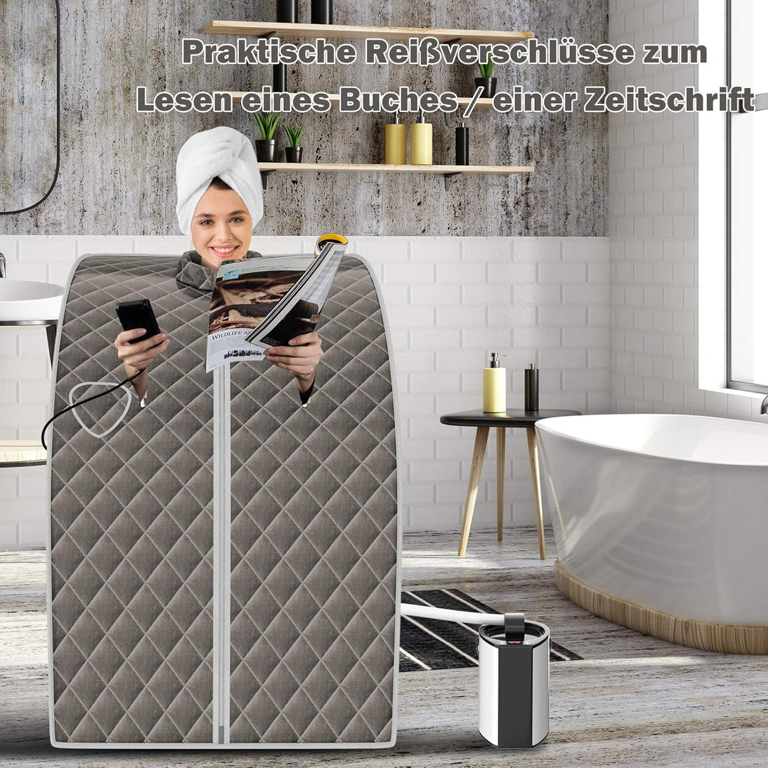 COSTWAY 3L Mini Dampfsauna mit Zerstäubungsfunktion, Heimsauna mit Fernbedienung, Wärmekabine mit ei