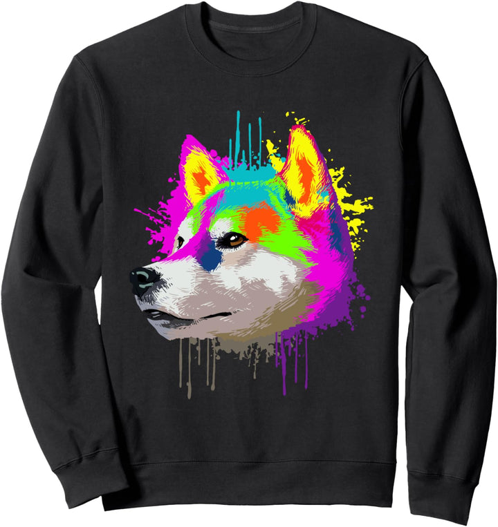 Splash Art Shiba Inu Hundehalter Geschenkidee Hunde Sweatshirt