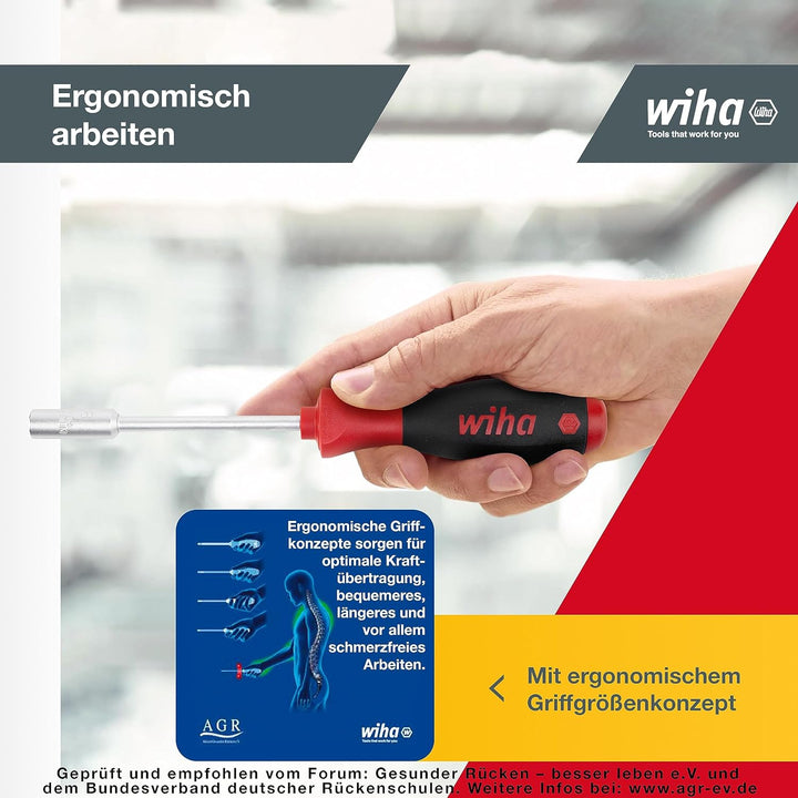 Wiha Schraubendreher Set SoftFinish® Sechskant-Steckschlüssel 5-tlg. ergonomischer Griff für kraftvo