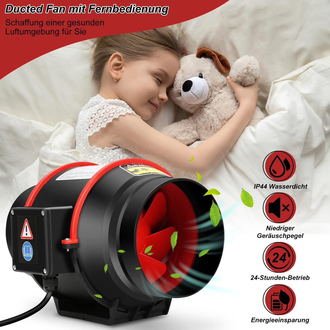 Yakimz 100 mm Rauchabzug Rohrventilator Inline-Kanalventilator,320 m3/h Abluftventilator Lüfter 220V