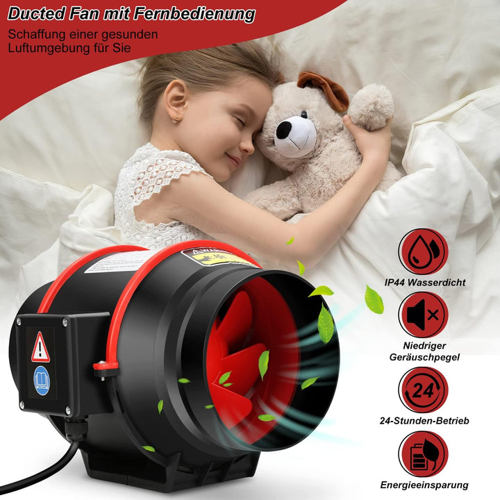 Yakimz 100 mm Rauchabzug Rohrventilator Inline-Kanalventilator,320 m3/h Abluftventilator Lüfter 220V