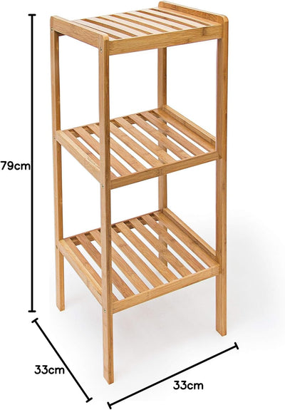 Relaxdays Badregal Bambus mit 3 Ablagen HBT: 79 x 33 x 33 cm Schickes Standregal aus natürlichem Hol