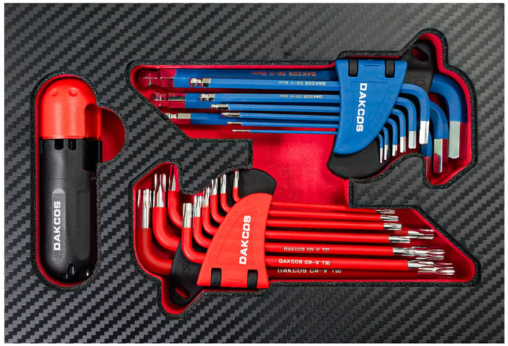 DAKCOS 18 tlg Torx Innensechskantschlüssel mit Griff TX & HX Winkelschlüssel | T10-T50 & 1,5mm-10mm