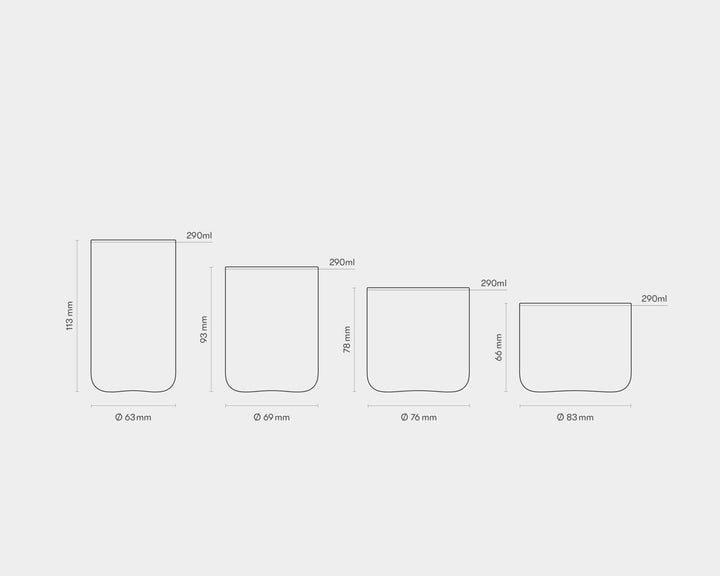 AARKE Nesting Glasses, Kristallglas 4 x 290 ml, Spülmaschinenfest Stapelbare Gläser, Stapelbare Gläs