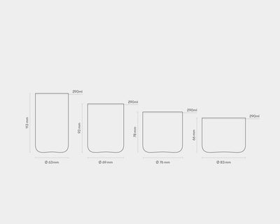 AARKE Nesting Glasses, Kristallglas 4 x 290 ml, Spülmaschinenfest Stapelbare Gläser, Stapelbare Gläs