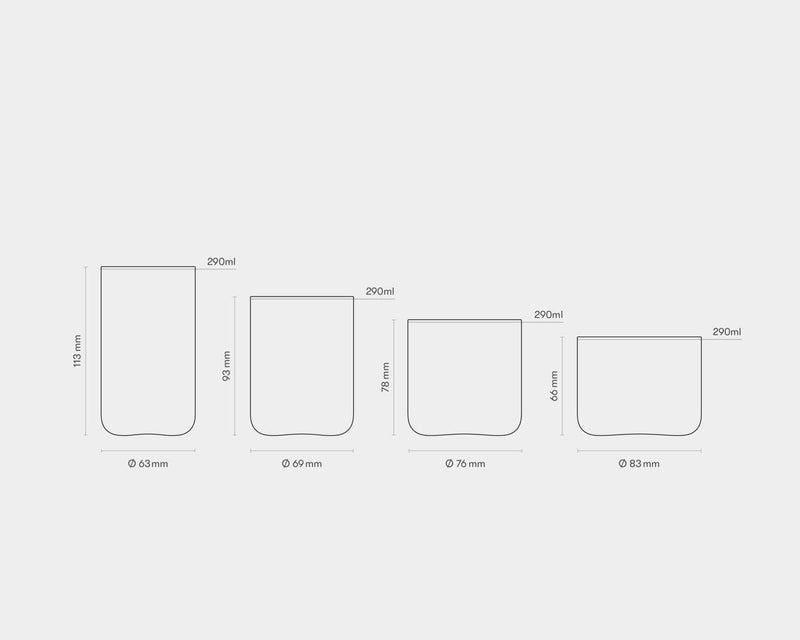 AARKE Nesting Glasses, Kristallglas 4 x 290 ml, Spülmaschinenfest Stapelbare Gläser, Stapelbare Gläs