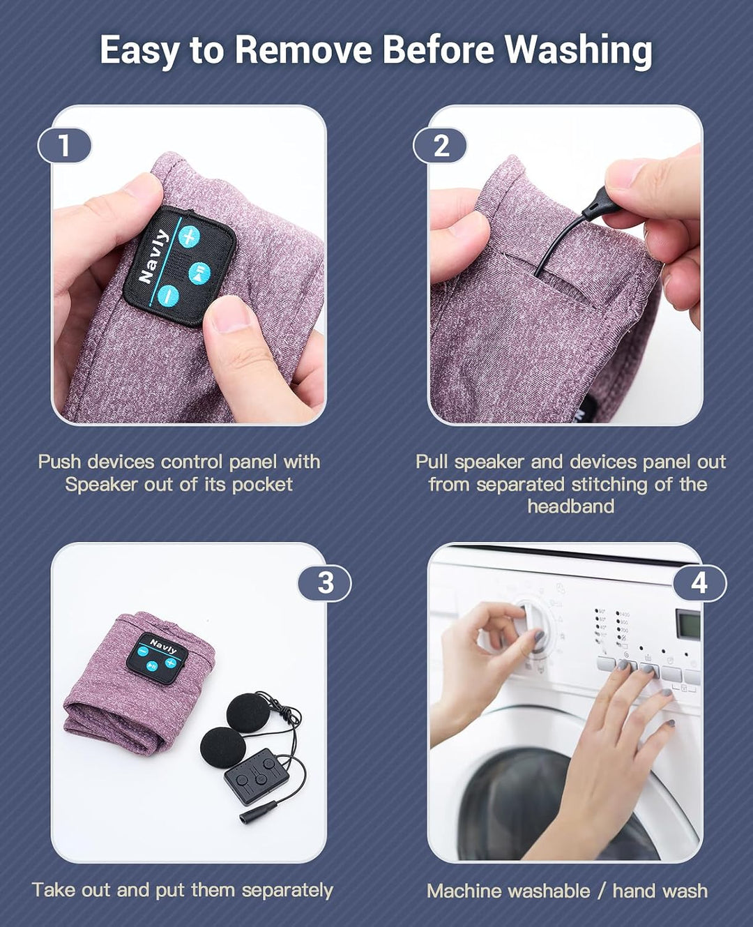 Navly Schlafkopfhörer Bluetooth Stirnband – 5.4 kabellose Kopfhörer mit 14h Akkulaufzeit & 4mm ultra