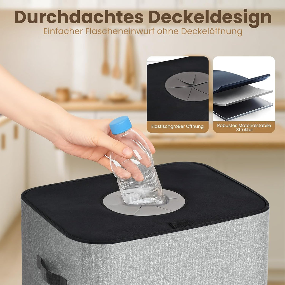 110L Pfandflaschen Sammelbehälter mit Deckel,Gross Pfandflaschen behälter mit Tragetasche,Flaschensa