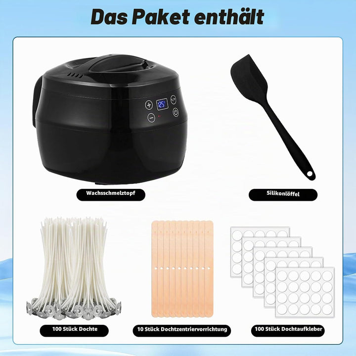 VexNook 1L Elektrischer Wachsschmelzer – Wachsschmelztopf für die Kerzenherstellung mit LED-Temperat