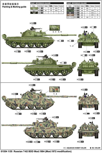 Trumpeter 1554 Modellbausatz Russian T-62 BDD Mod. 1984