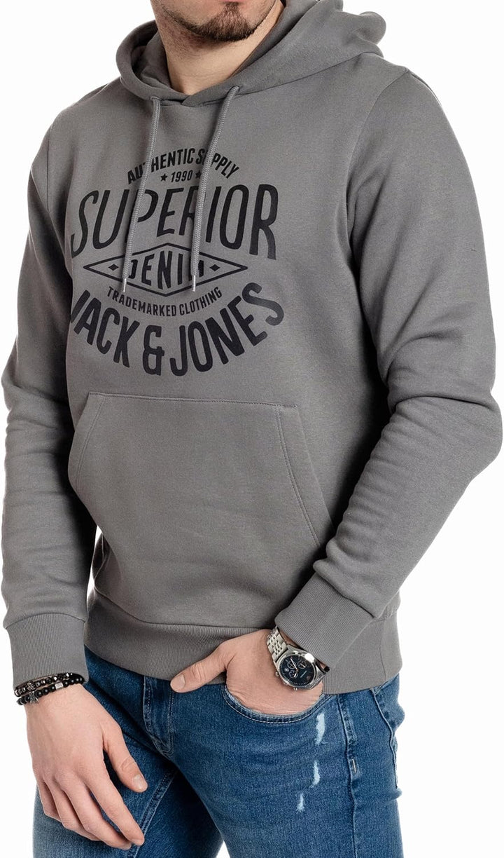 JACK & JONES Herren Hoodie Pullover mit Kapuze Sweatshirt Kapuzenpullover für Männer aus Baumwolle m