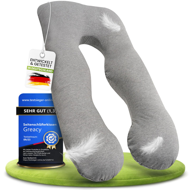 Seitenschläferkissen mit Bezug [waschbar - Flexible Füllung] Stillkissen XXL | Pregnancy Pillow | Ki