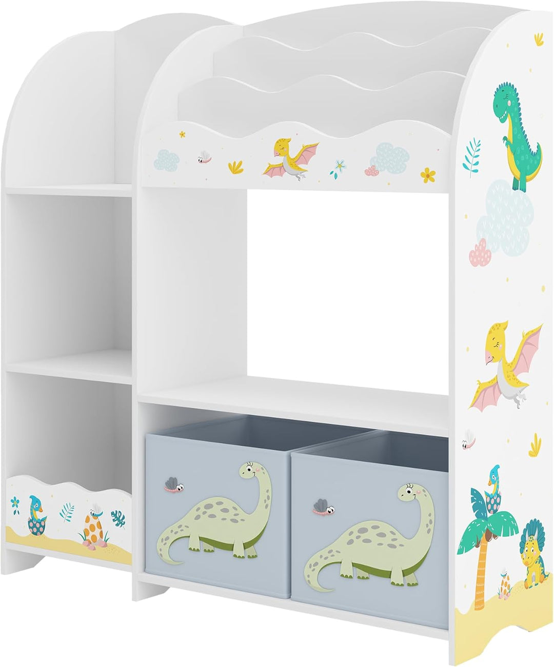 [en.casa] Kinderregal Lysekil Bücherregal für Kinder mit 2 Aufbewahrungsboxen Spielzeugregal 100 x 9
