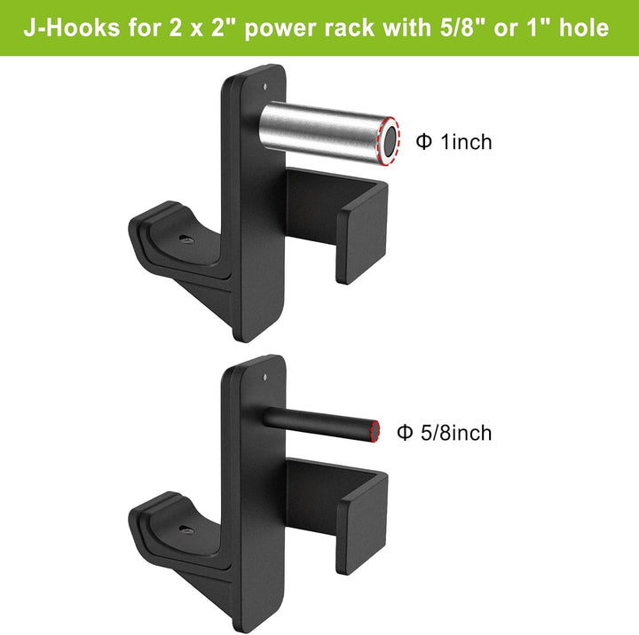 Kipika J-Haken für Power Rack – Unterseite verstärkte Stahlhaken mit Gummiauflage – 2 Stück B: für 5