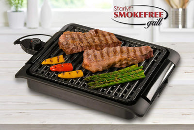 Tischgrill mit 1250 Watt, Starlyf Smokefree Grill, Thermostat, herausnehmbare Auffangschale Spülmasc