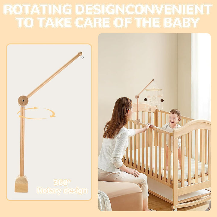 Mobile Halterung für Babybett，Kinderzimmer-Dekoration Baby Mobile Ständer aus Holz,für Aufhängung Wi