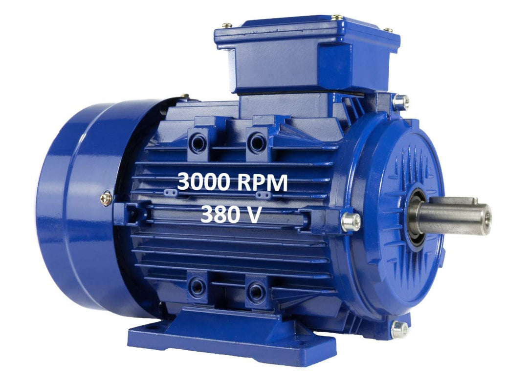 Elektromotor, dreiphasig, 0,75 kW, 1 PS, 220 / 380 V, 3000 U/min, B3 (Beine), Grösse 80, Achse 19 mm