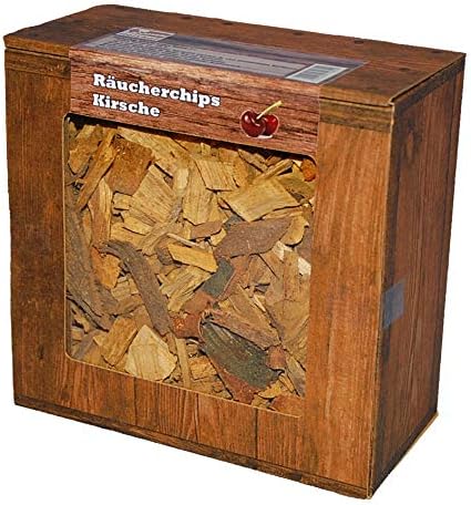 Landree Räucherchips Kirsche Box 3 Liter – Aromatische Wood Chips für Grill Smoker BBQ, 100% Natürli