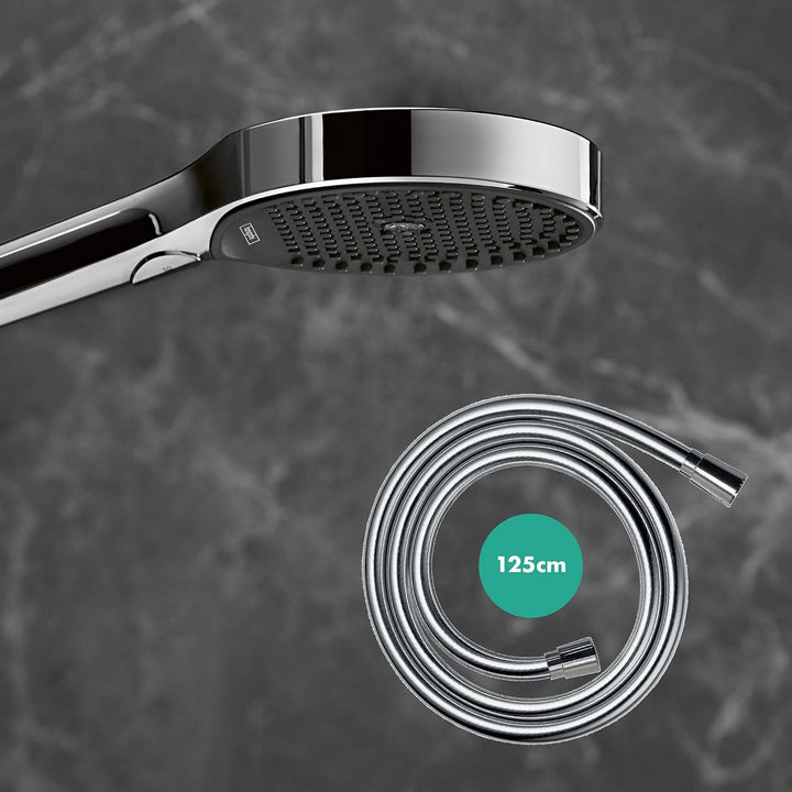 hansgrohe Duschsystem Rainfinity 130mm (Duschkopf, Schlauch 125cm, Halter, 3 Strahlarten) chrom Chro
