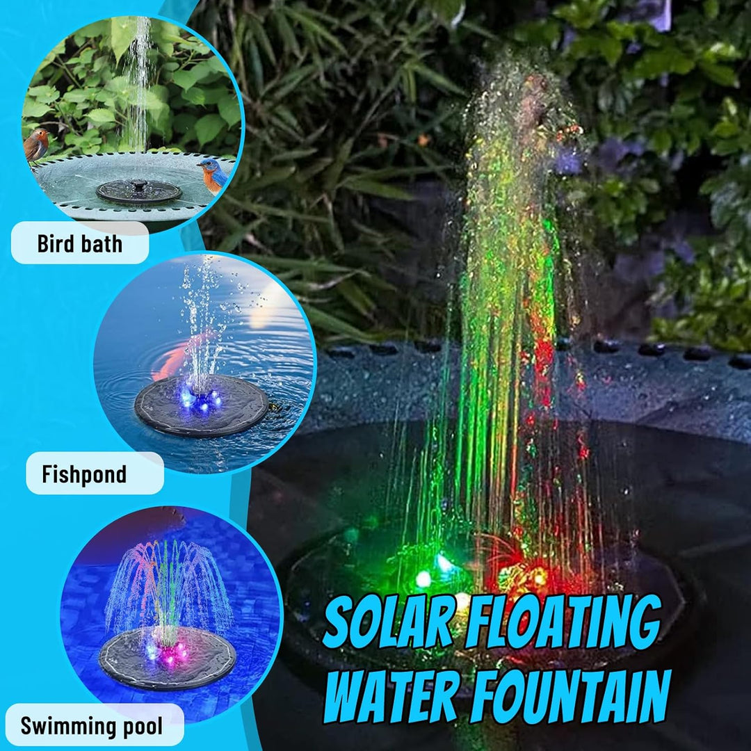 Solar Fountain, Fancysky Springbrunnen Solar with 8 Nozzles, 16cm Solarbrunnen für Draussen, Solar F
