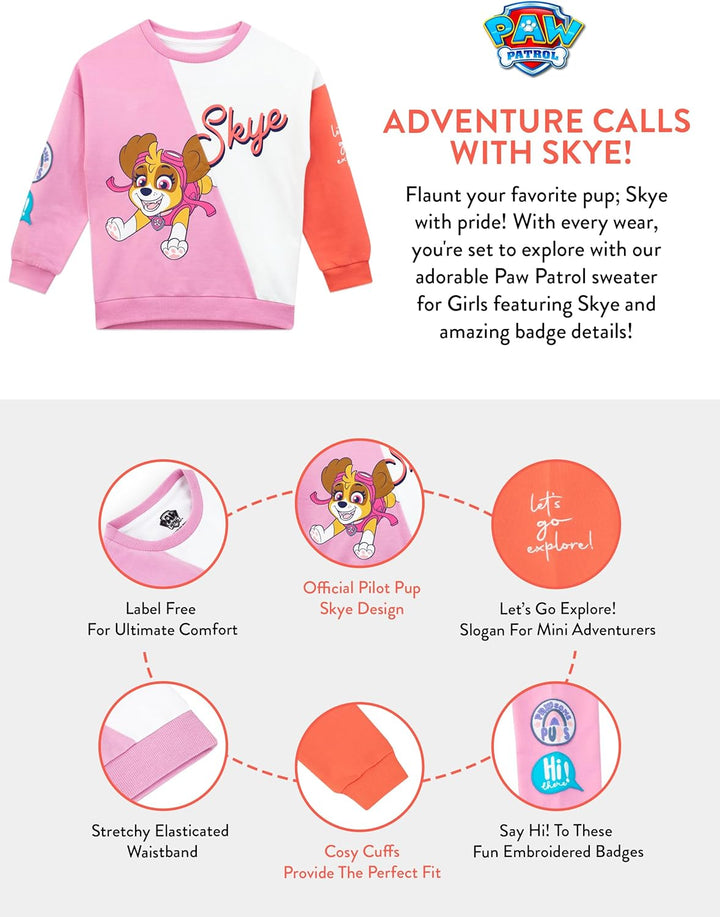 PAW PATROL Pullover Mädchen | Skye Sweatshirt Kinder | Pullover Für Mädchen 128 Mehrfarbig, 128 Mehr