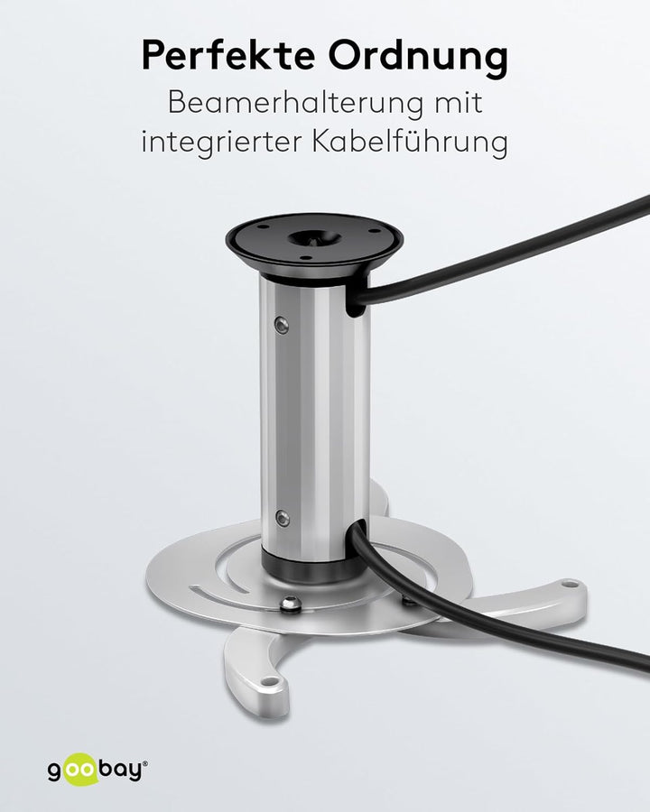 Goobay 51905 Beamer Deckenhalterung (M) bis max. 10 Kg, kleine bis mittlere Projektoren, silber, sil