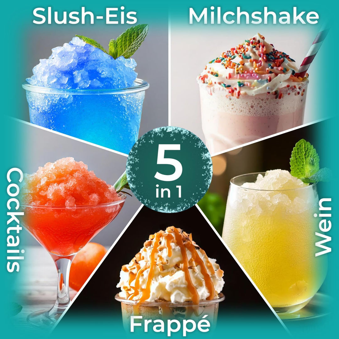 KLAMER Slush Maschine, mit 5 voreingestellten Programmen: Slushie, Cocktail, Milchshake, Frappé, Wei