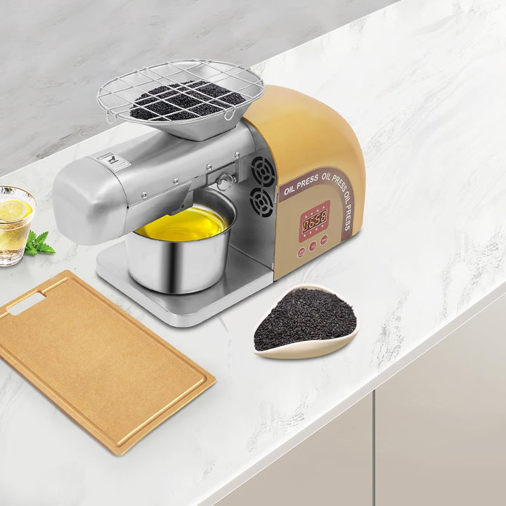 1800W Automatische Ölpresse für Walnüsse,bis zu 95% Ölausbeute,Edelstahl Erdnuss-Ölpresse 5kg/H 0-30