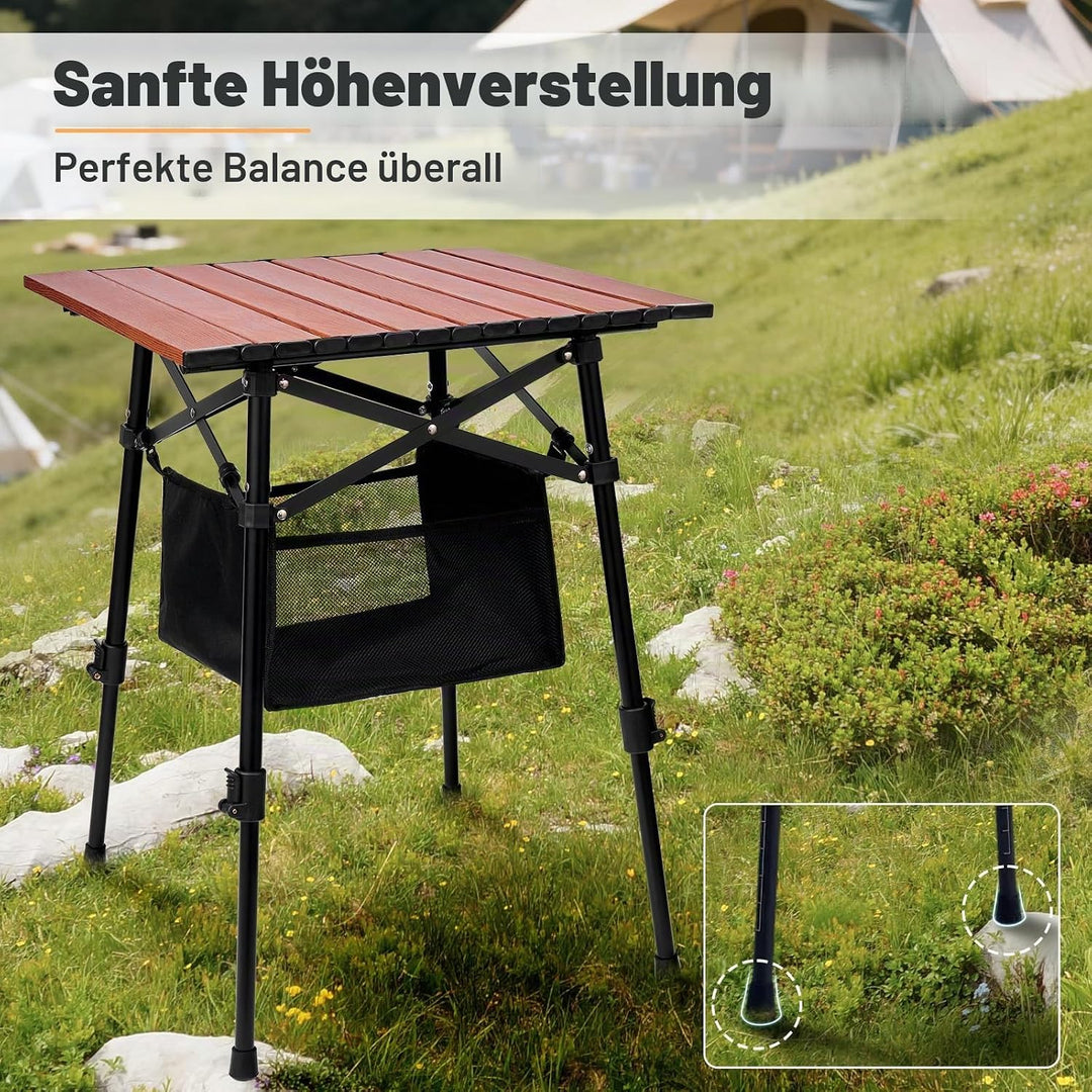 Odoland Campingtisch höhenverstellbar mit Aufbewahrungstasche, Leicht Klapptisch aus Aluminium, Falt