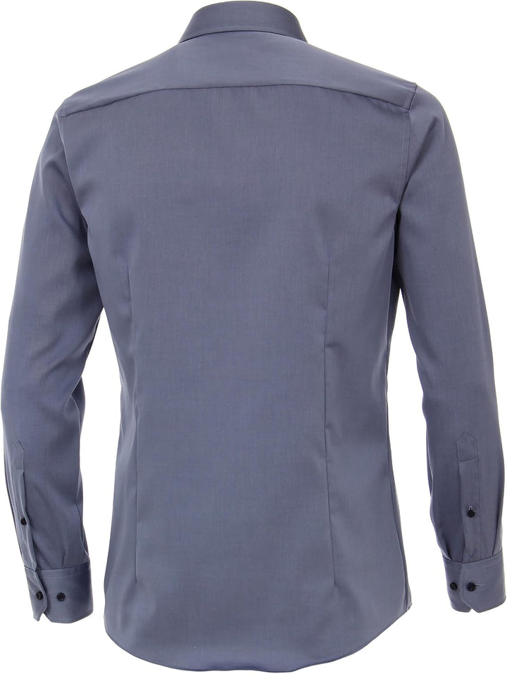 Venti Herren Twill Hemd unifarben extra Langer Arm 72cm Modern Fit 40 Graues Dunkelblau, 40 Graues D
